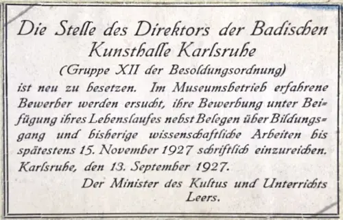 Ausschreibung der Direktorenstelle